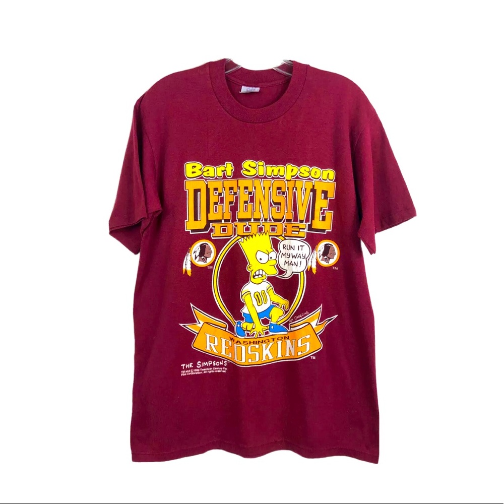 Bart Simpson Washington Redskins Vtg Logo 7 T-Shirt Simpsons - Fits Medium